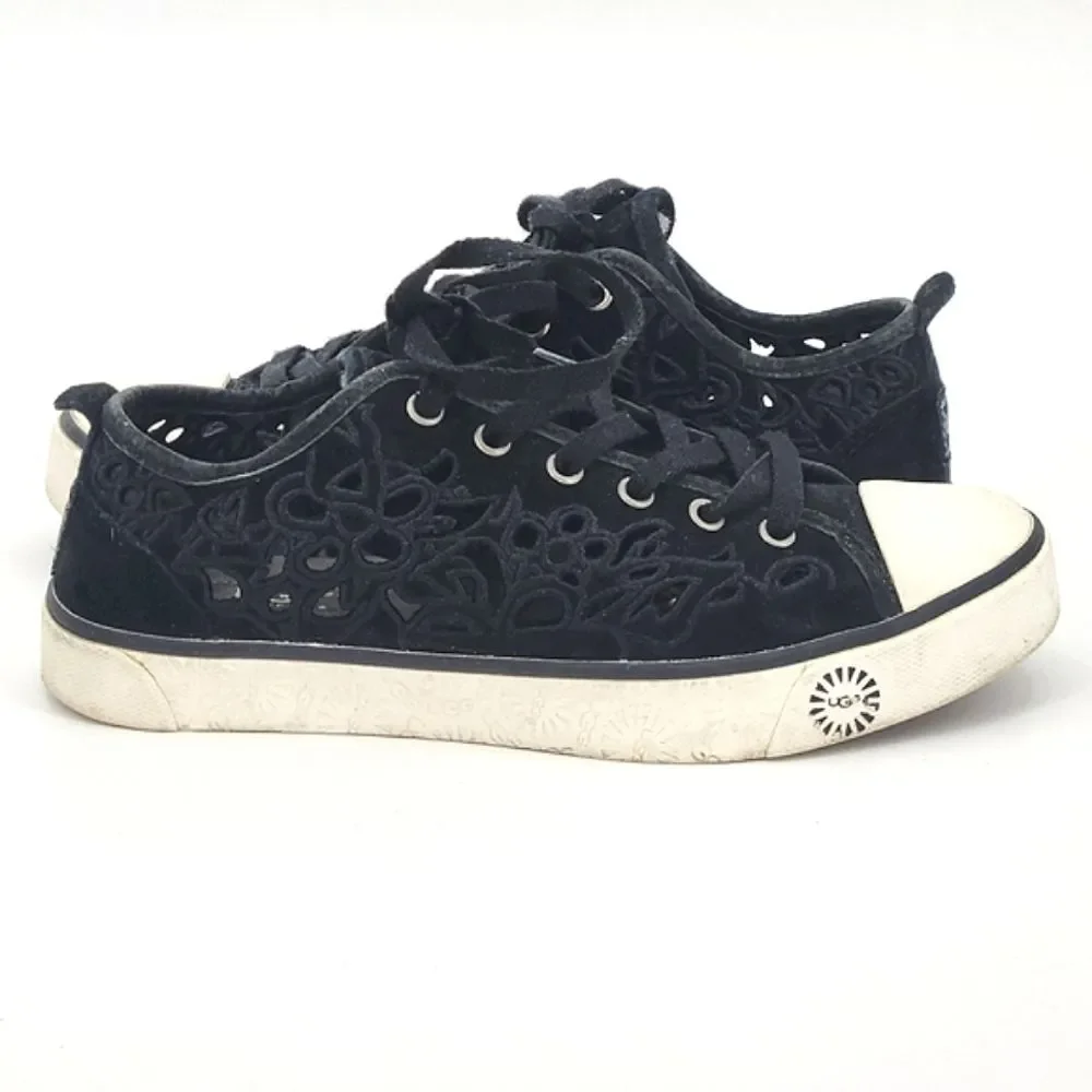 UGG Evera Cut Out Sneakers Shoes Womens Size 6 Black Suede Fairy Grunge Goth